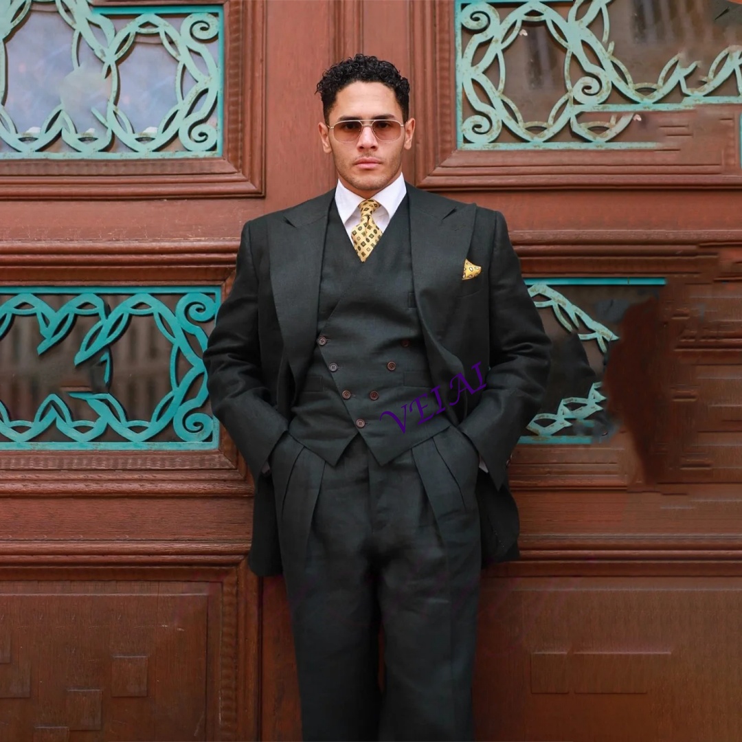 Men'S Formal Wear Waistcoat - Индивидуальный черный приталенный смокинг-тройка для мужчин