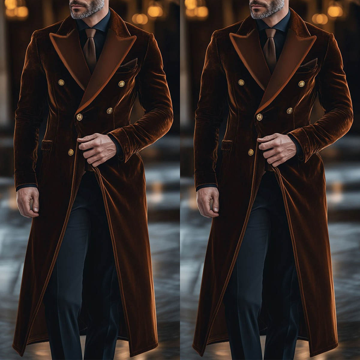 Men'S Formal Wear Waistcoat - Коричневое бархатное мужское длинное пальто с