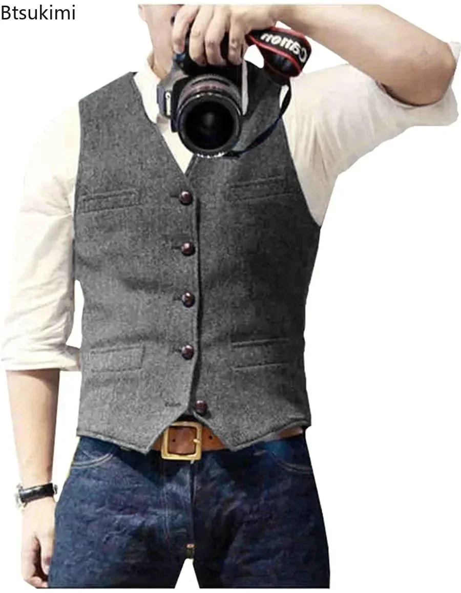 Men'S Formal Wear Waistcoat - Мужской винтажный жилет с V-образным вырезом