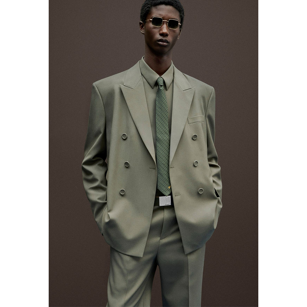 Khaki Formal Wear Men - Мужской двубортный костюм-двойка светло-хаки: пиджак с