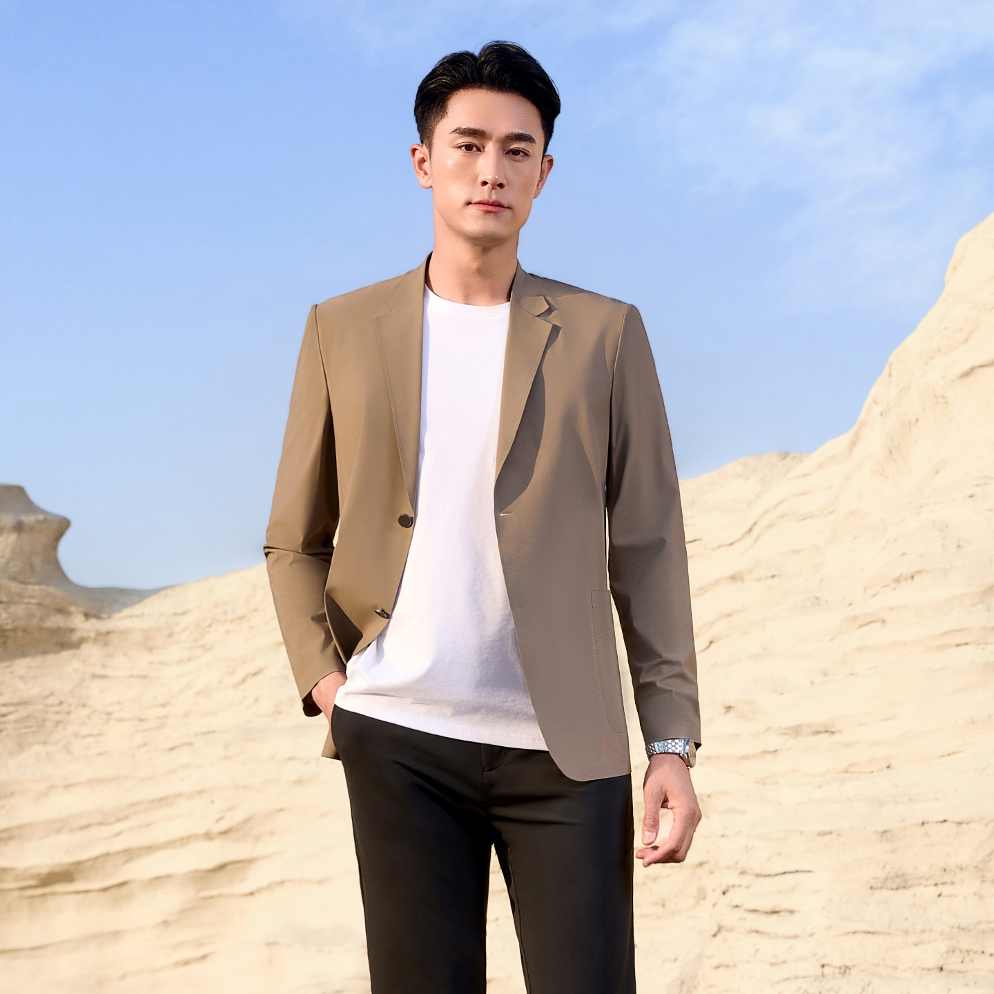 Khaki Formal Wear Men - Мужской повседневный пиджак цвета хаки, летний,