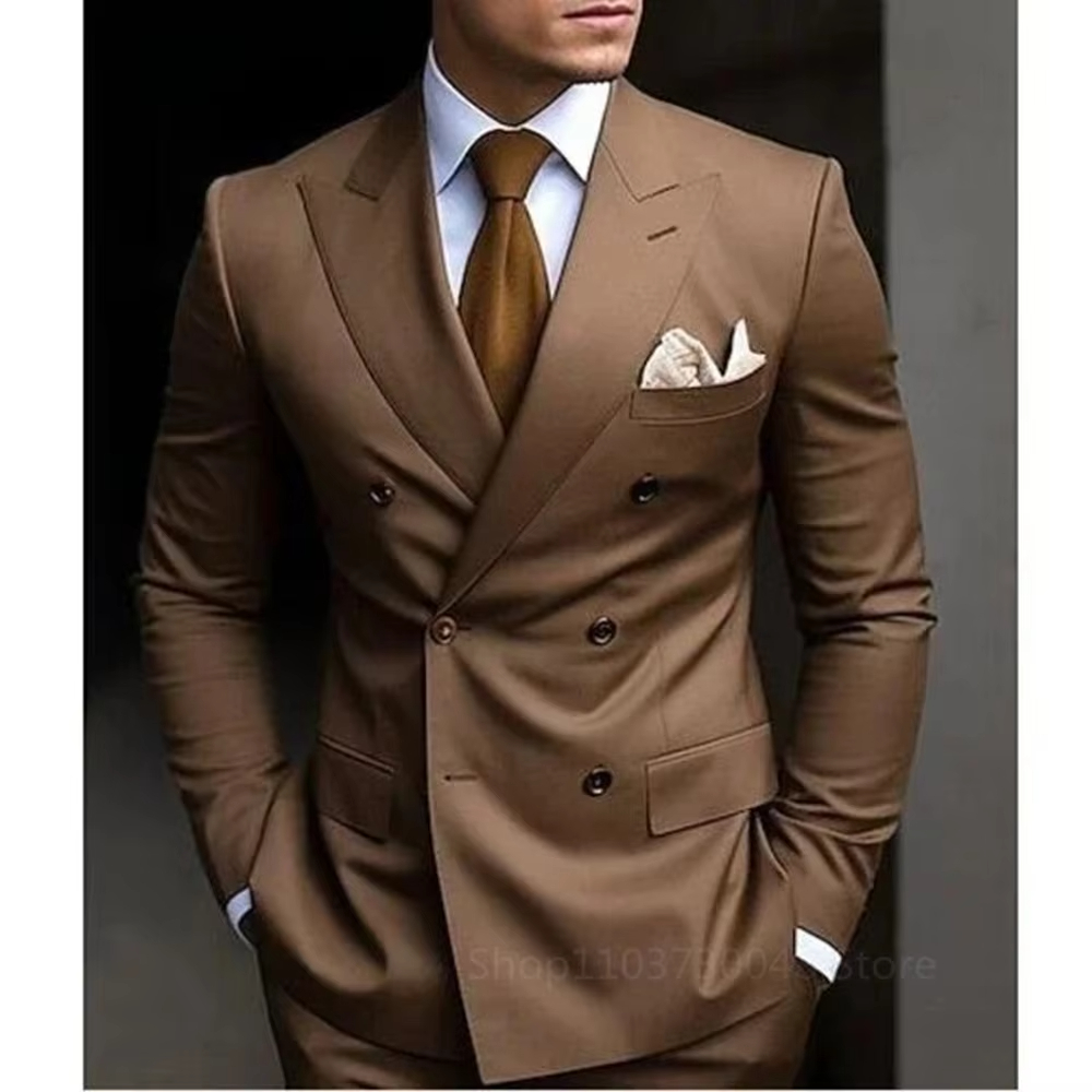 Men'S Formal Wear For Graduation - Мужской коричневый костюм-двойка для повседневной носки,