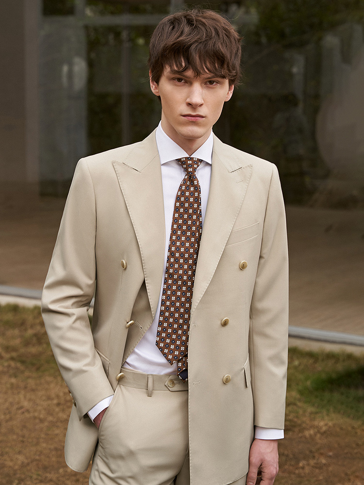 Khaki Formal Wear Men - 30% шерсть Мужские костюмы Комплект Блейзер
