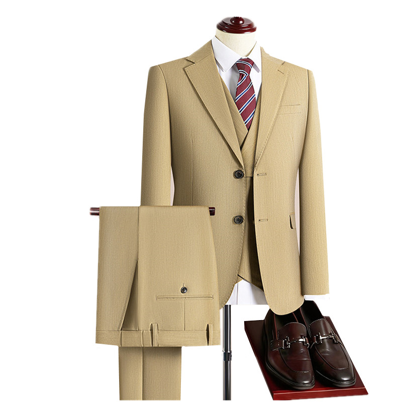 Мужской деловой костюм-тройка  – обзор и цена Khaki Formal Wear Men