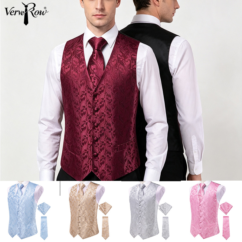 Мужской бордовый жаккардовый ж – обзор и цена Men'S Formal Wear Waistcoat