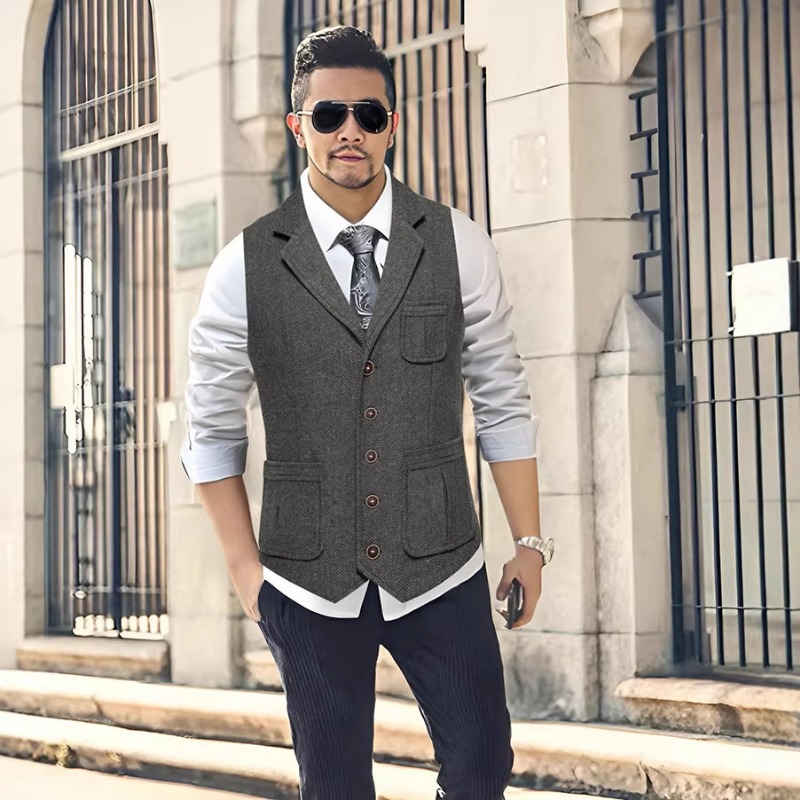 Мужской твидовый жилет в елочк – обзор и цена Men'S Formal Wear Waistcoat