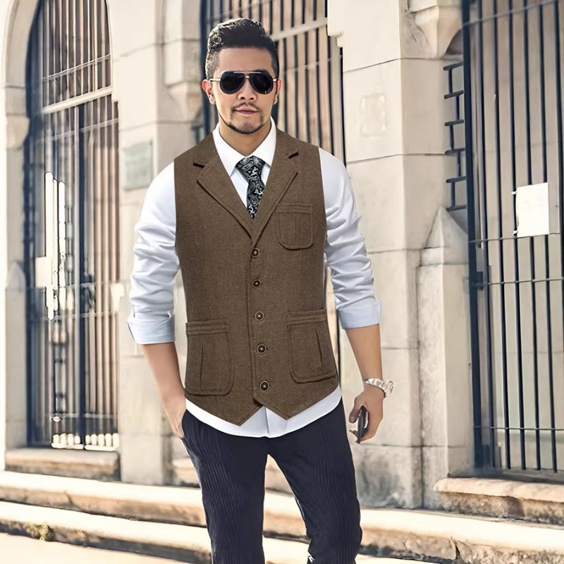 Мужской твидовый жилет в елочк – обзор и цена Men'S Formal Wear Waistcoat