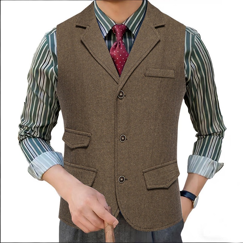 Мужской твидовый жилет в елочк – обзор и цена Men'S Formal Wear Waistcoat
